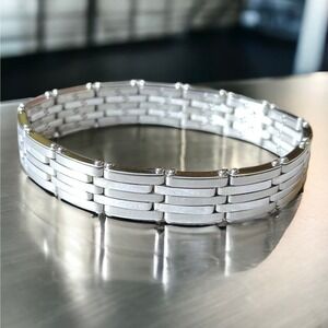 Steel by Design Men’s Stainless Steel Tank Tread Link Stretch Bracelet 8”
